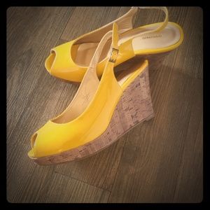 Yellow Sling Back Wedge